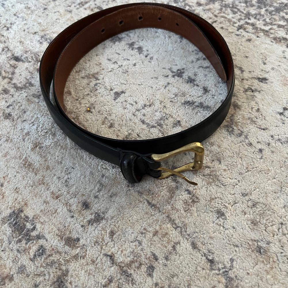 Coach Black and Brown Leather Belt with Gold Buckle